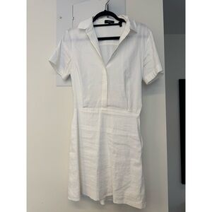 Theory White Short Sleeve Linen Dress